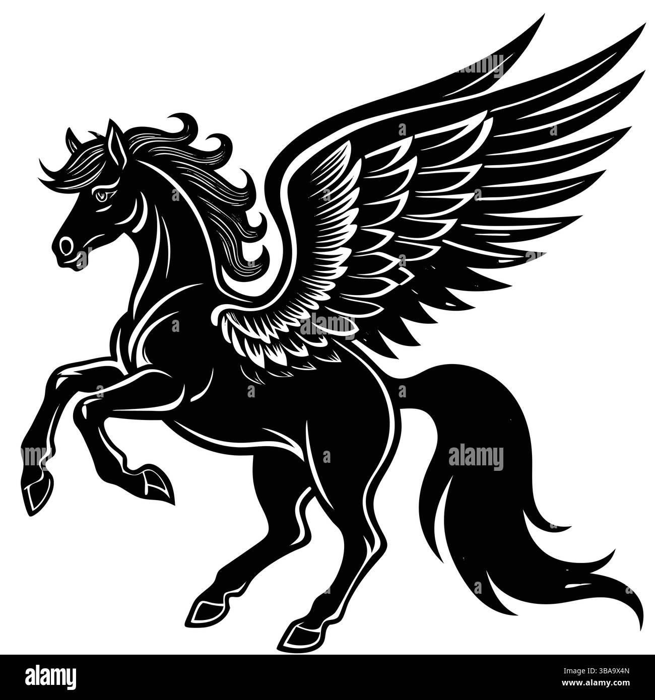 Black Pegasus Silhouette Mythological Winged Horse Vector Stock Vector ...