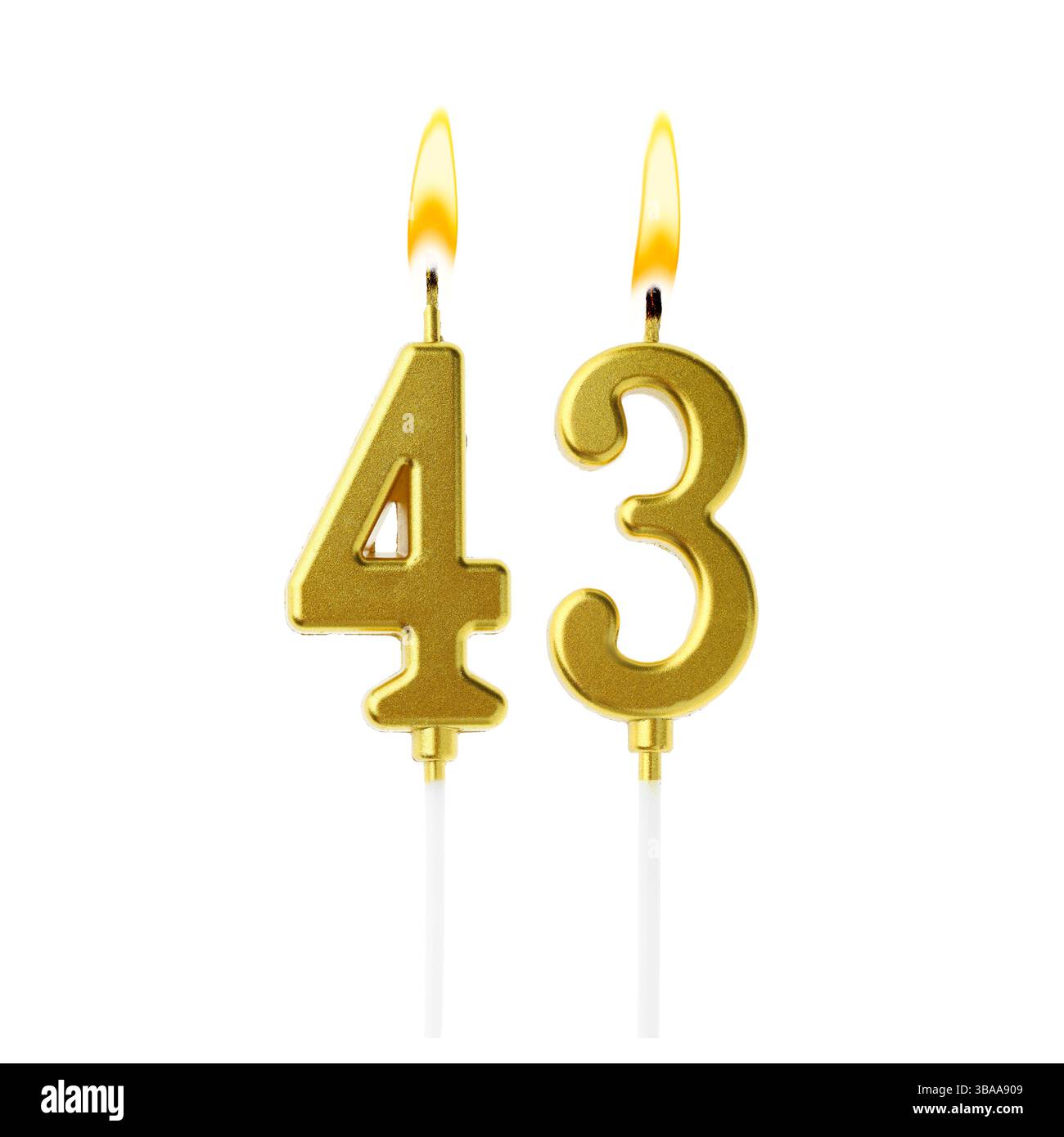 Burning birthday candles number 43 hi-res stock photography and