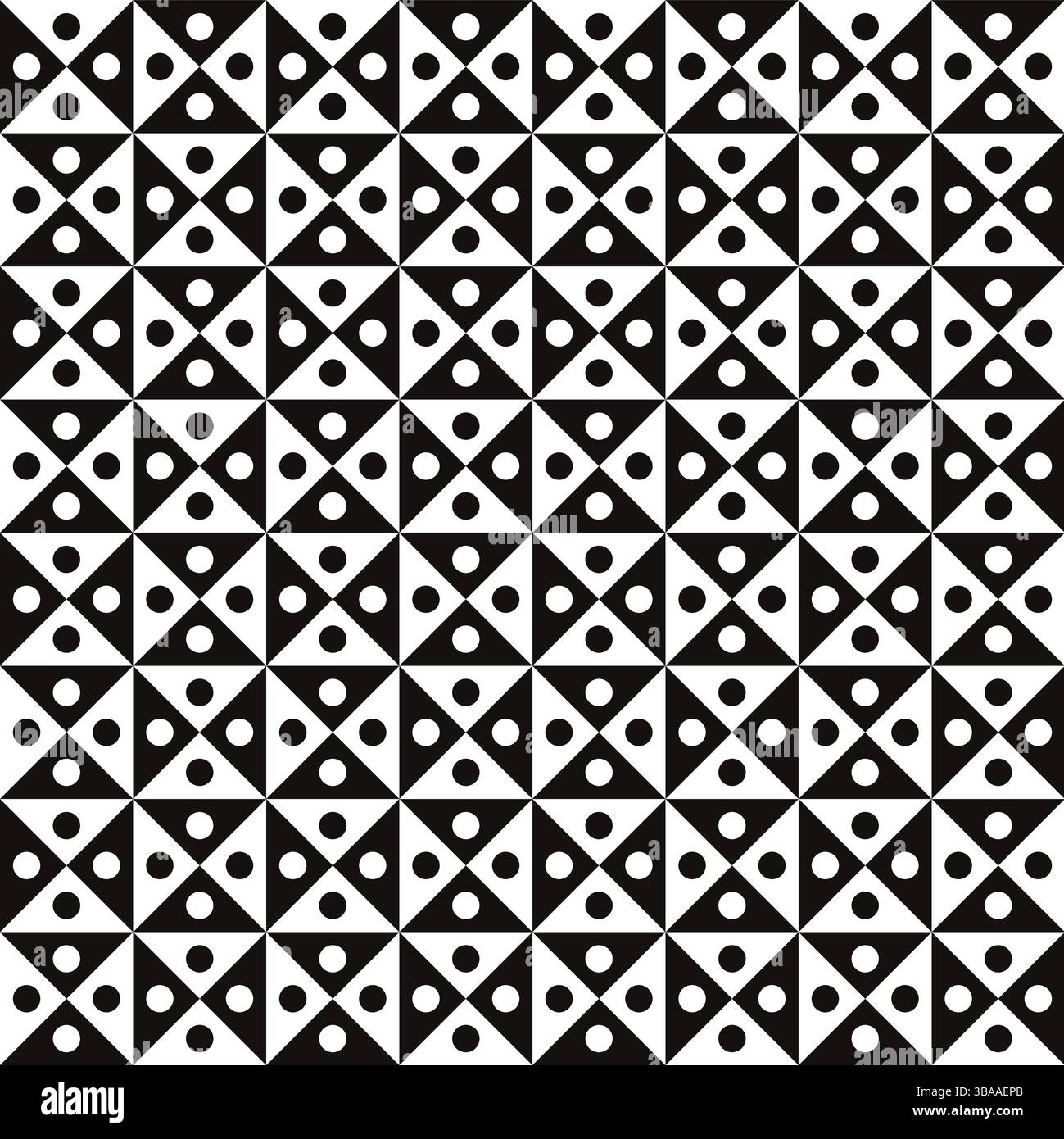 Black triangles and circles seamless pattern. Black white simple geometric background Stock Vector