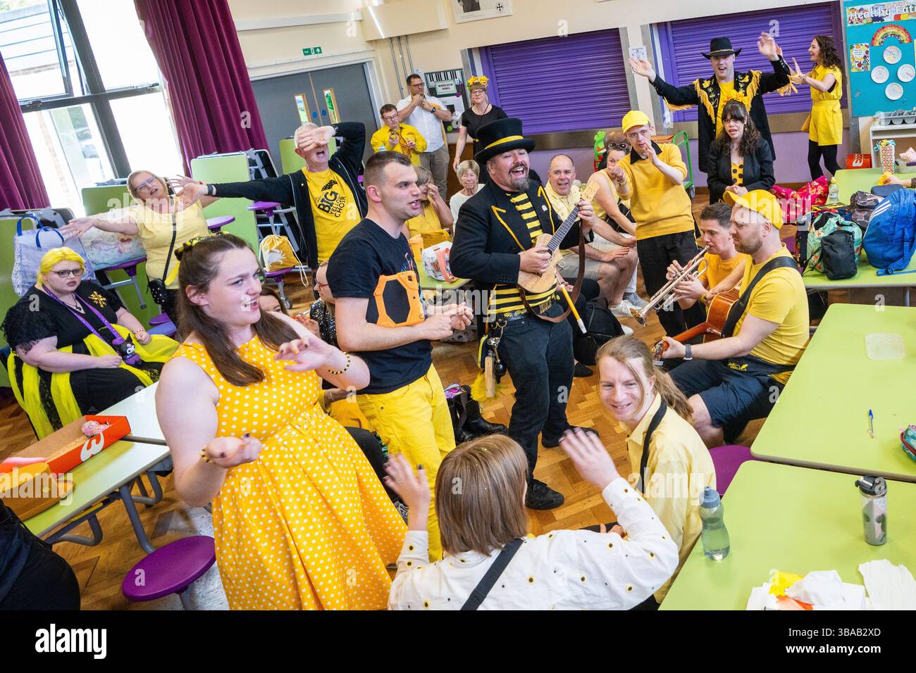 The Electric Umbrella team gather in Sarratt Hertfordshire before heading off to the BGT Semi Finals Stock Photo