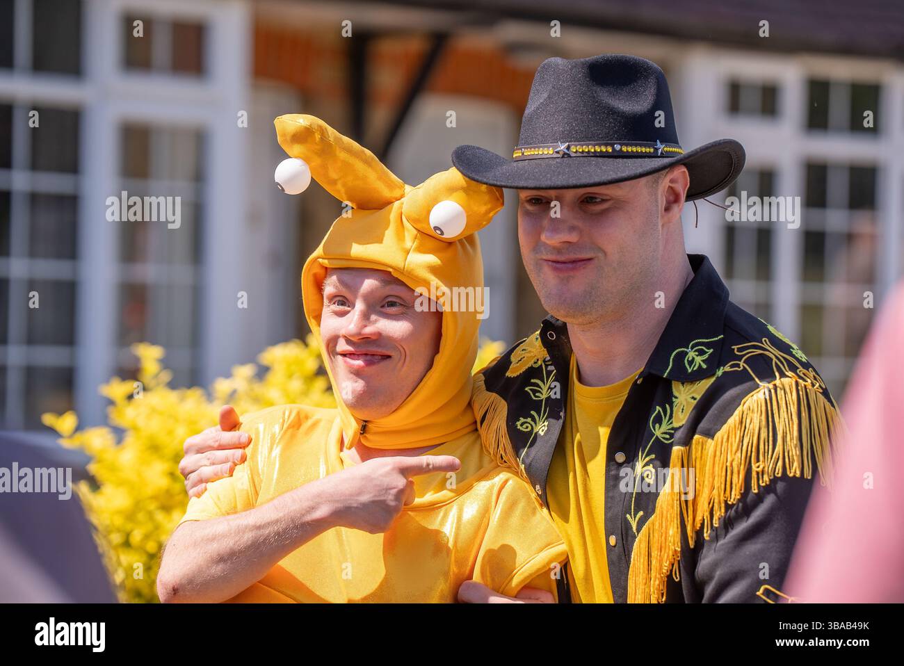 The Electric Umbrella team gather in Sarratt Hertfordshire before heading off to the BGT Semi Finals Stock Photo