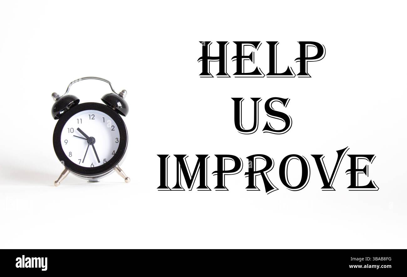 Help Us Improve symbol. Concept word Help Us Improve on Beautiful white ...