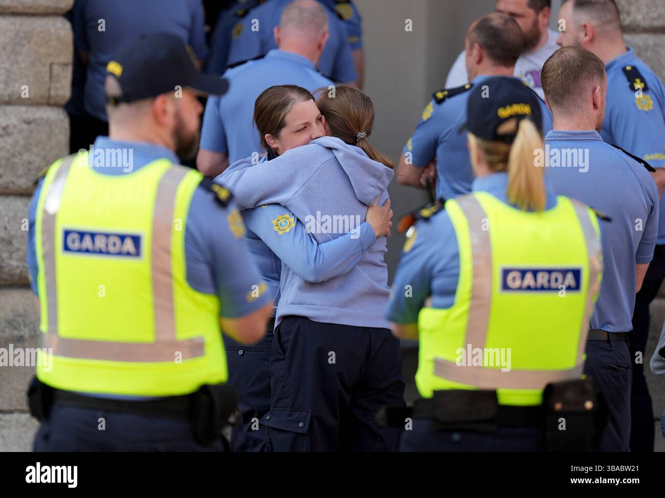 Members of the Garda arrive for a memorial service at Dublin Castle ...