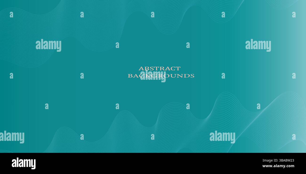 Teal Abstract Background with Smooth Wave Lines and Gradient Texture Stock Vector