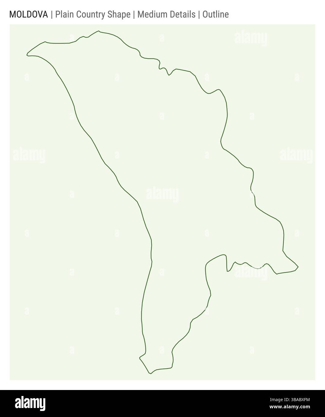 Moldova plain country map. Medium details. Outline style. Shape of ...