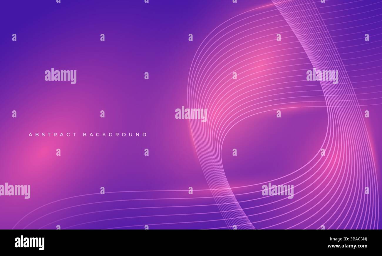Purple and pink abstract background with glowing wavy lines. Vector ...