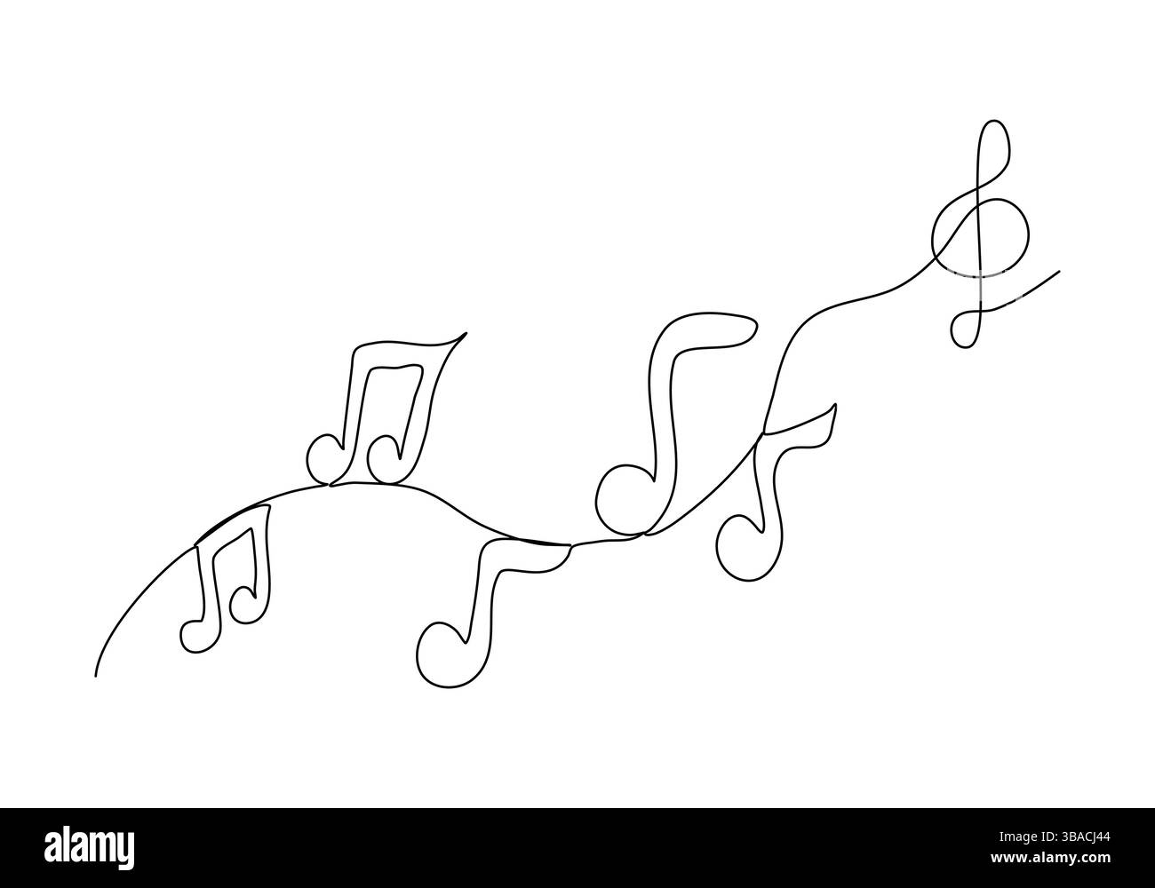 Melody and notes, one line drawing vector illustration Stock Vector ...