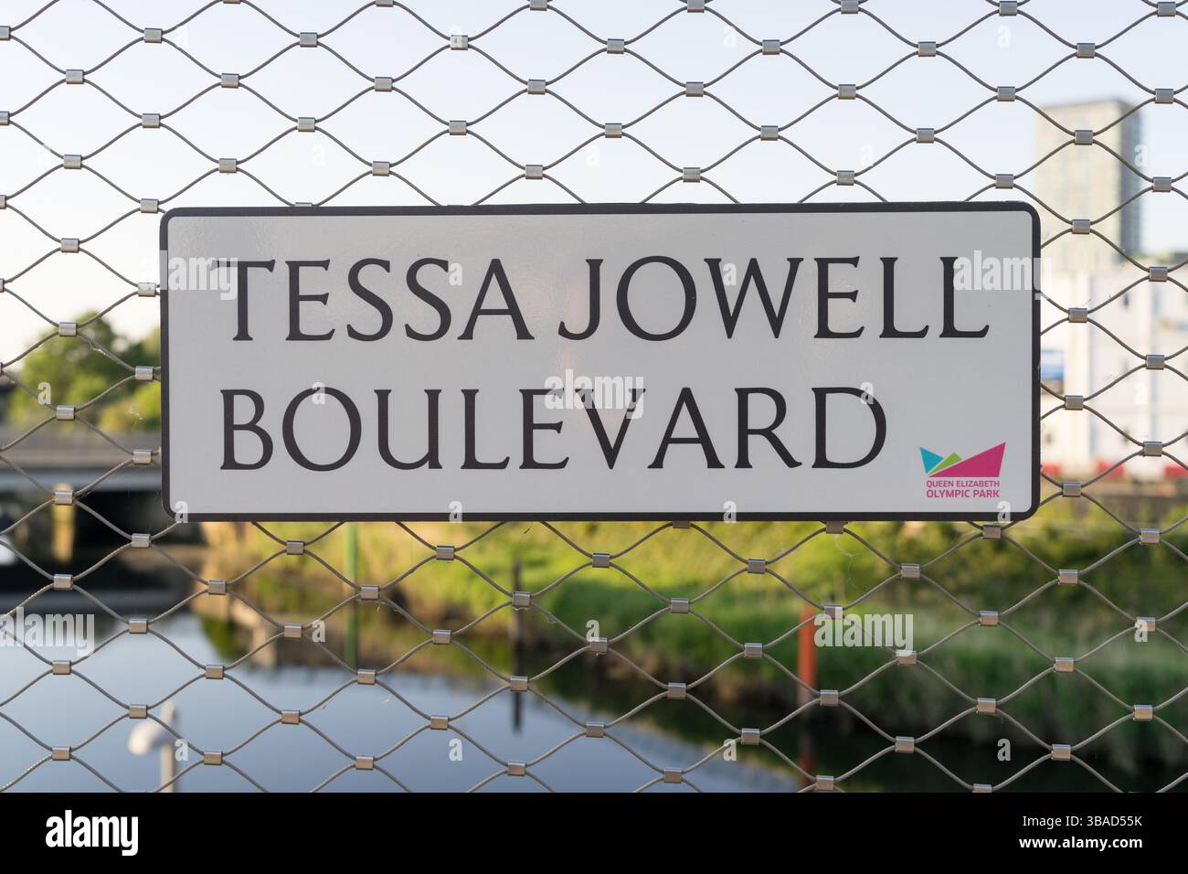 Queen Elizabeth Olympic Park walkway named after TESSA JOWELL BOULEVARD in London Olympic Park London UK Stock Photo