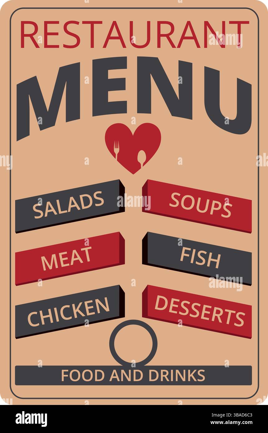 Template of a restaurant menu with editable space Stock Vector