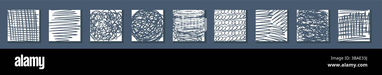 Hand drawn line texture set. Vector scribble, horizontal and wave strokes collection. Doodle shapes. Trendy illustration. Graphic vector freehand Stock Vector