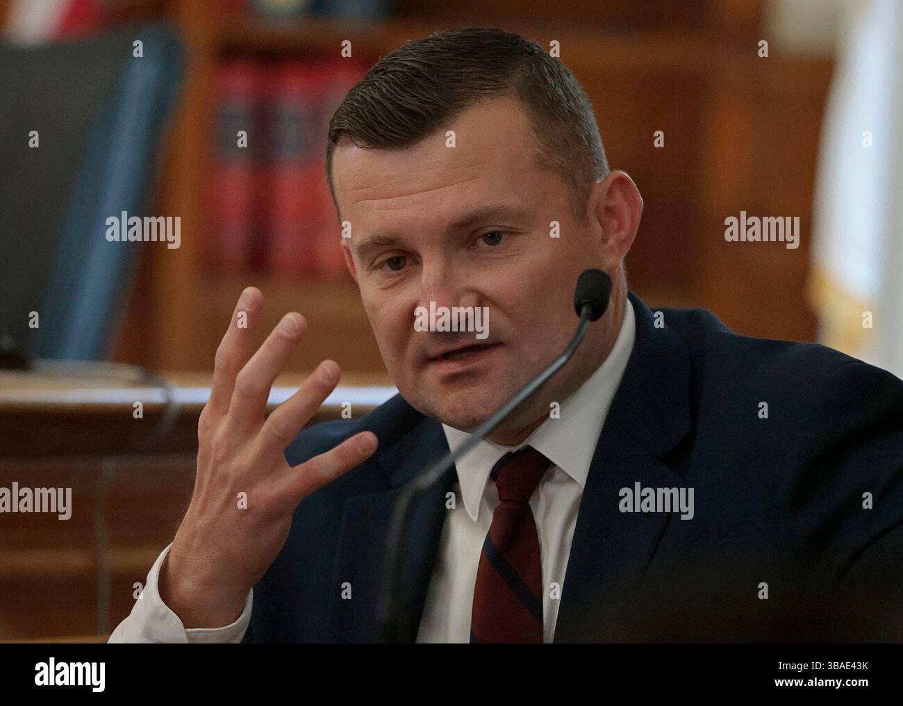 CORRECTS SPELLING: Under questioning by defense attorney Alan Jackson ...