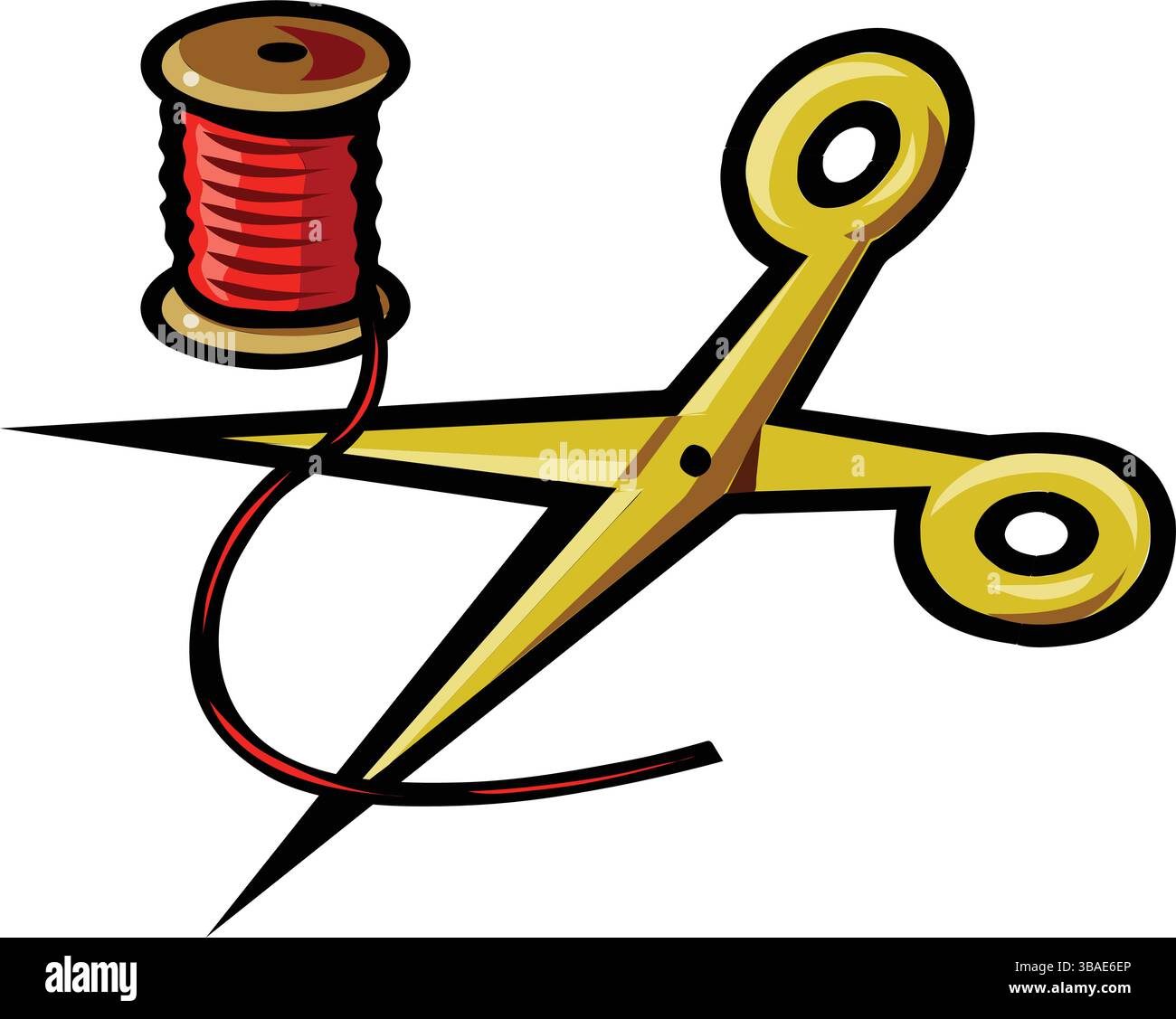 A colorful illustration of a pair of yellow scissors crossed with a ...