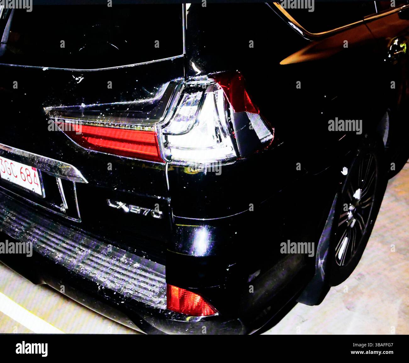 A photo of Karen Read's SUV, parked in the Canton Police Department's ...