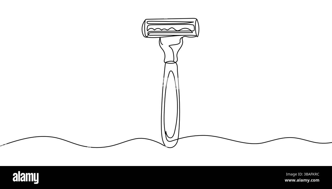 Line Drawing Razor Man's razor one line drawing on white isolated background. Vector ...