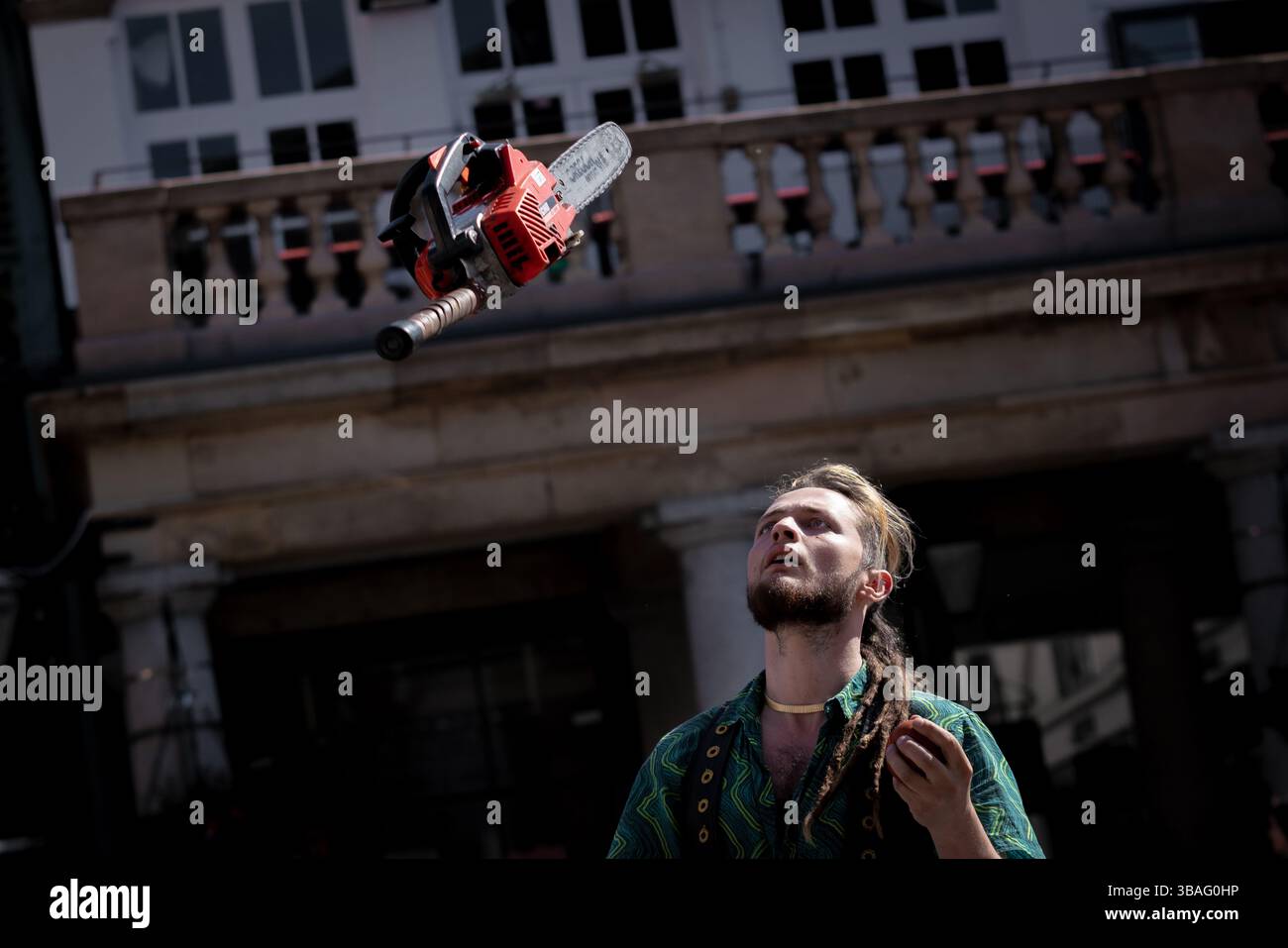 The Covent Garden Street Performers Association (CGSPA) celebrates 50 years of modern street performance on the piazza, London, UK. Stock Photo
