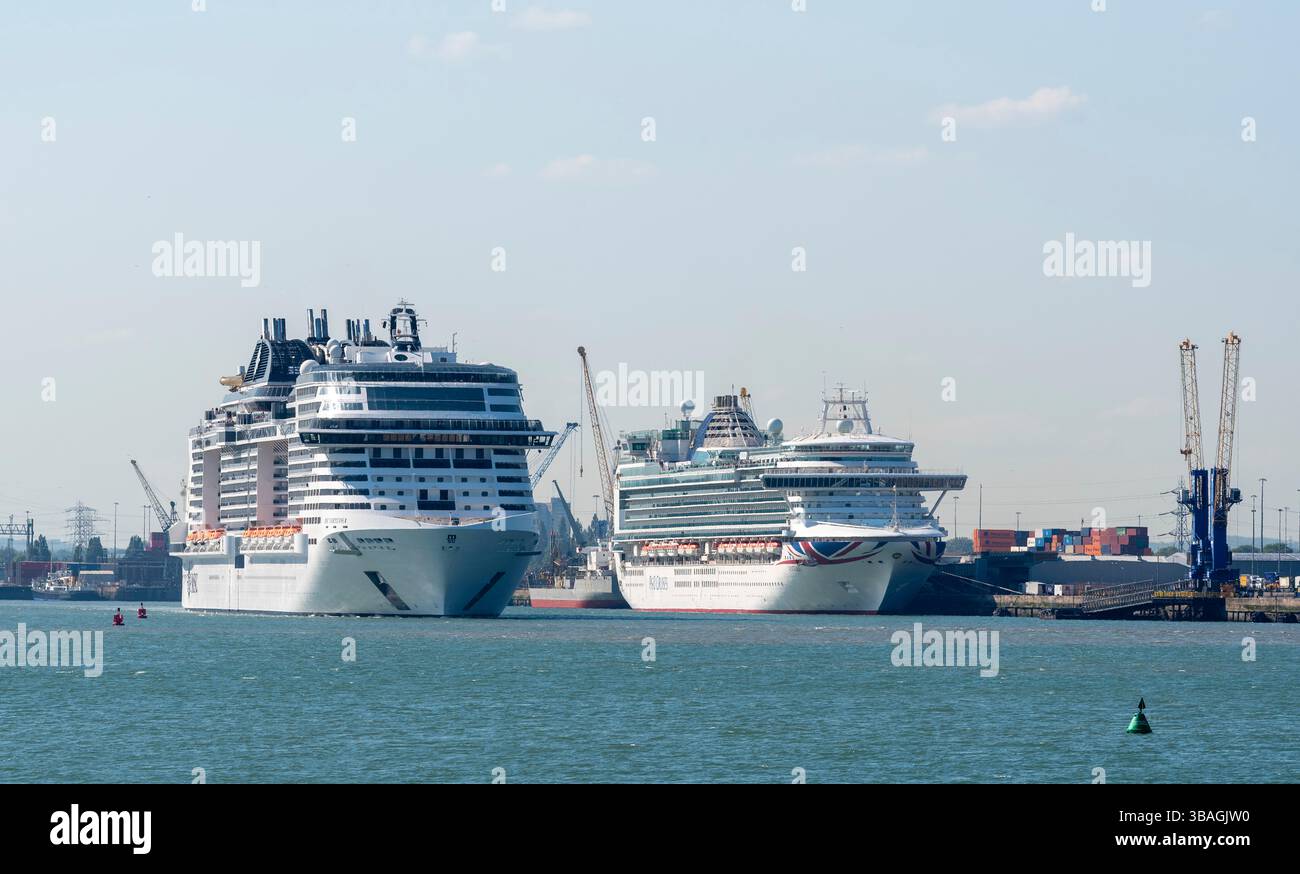 Port of Southampton England UK. 10.05.2025. Cruise ships in the Port of Southampton southern England UK Stock Photo
