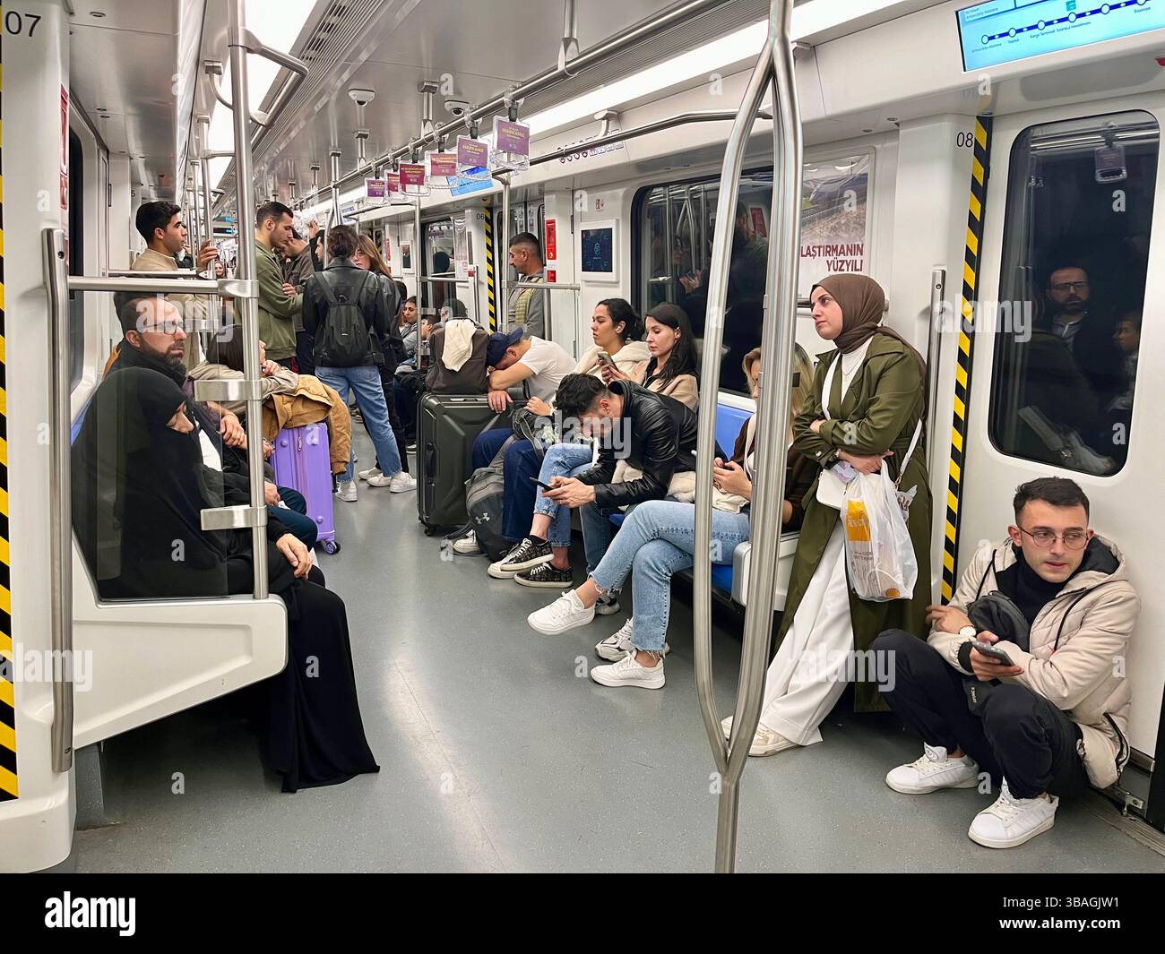 Passengers riding the subway, Istanbul, Turkey - Smartphone Captured Stock Image