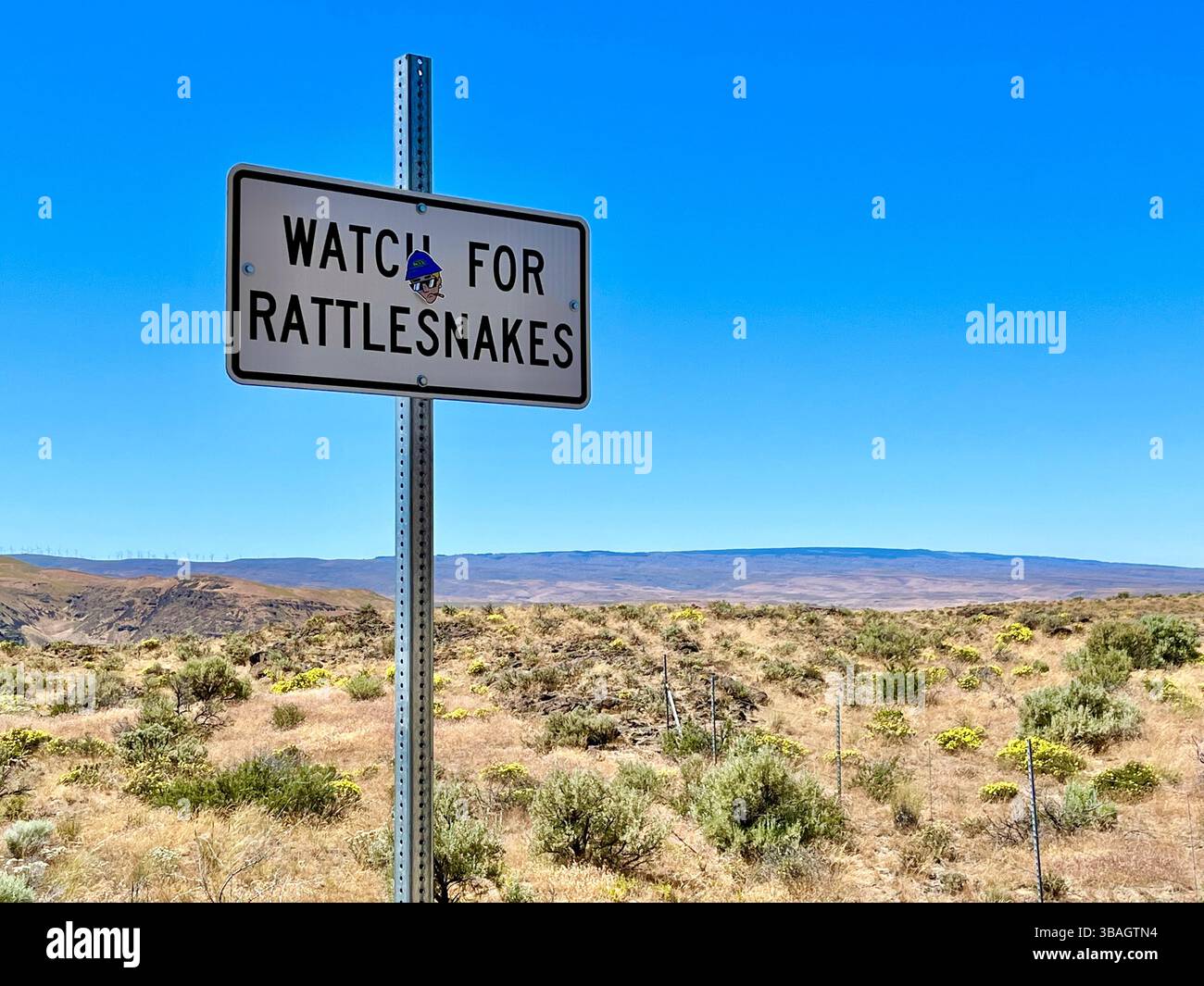 Watch for Rattlesnakes sign, USA - Smartphone Captured Stock Image