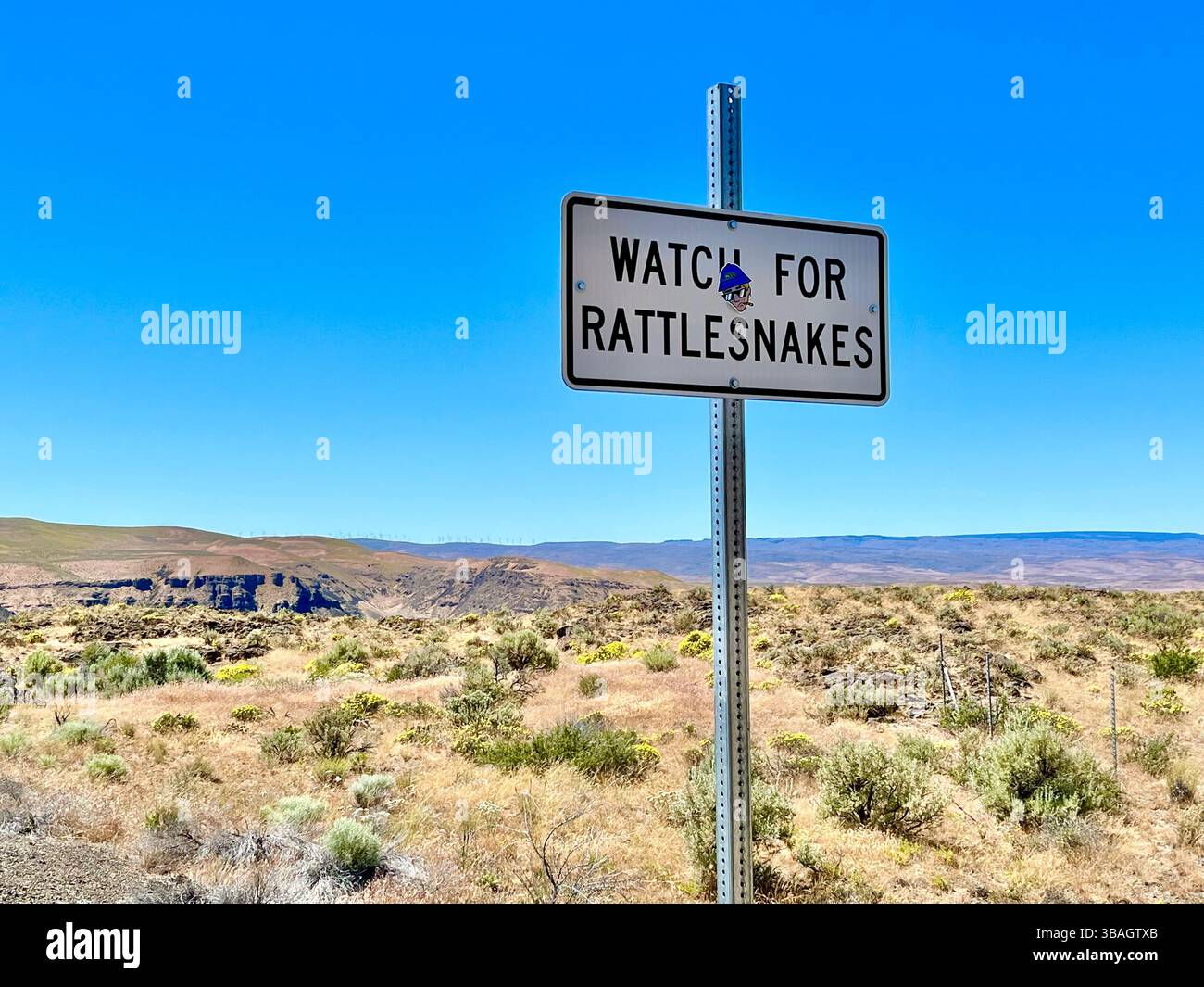 Watch for Rattlesnakes sign, USA - Smartphone Captured Stock Image