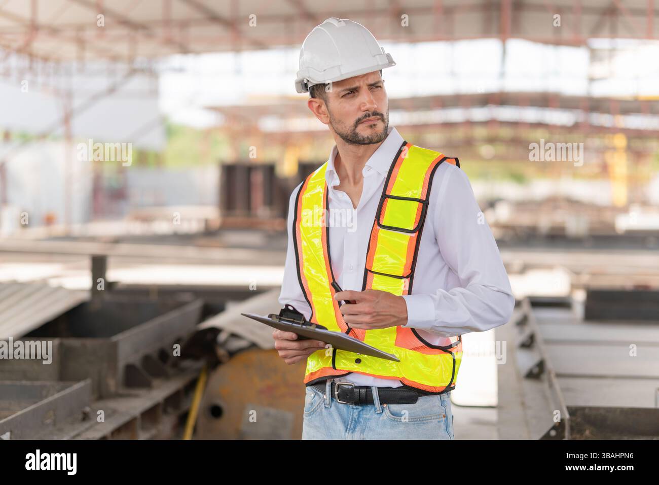 Checking Inventory Engineering Engineer man checking inventory in the precast factory site, Foreman ...