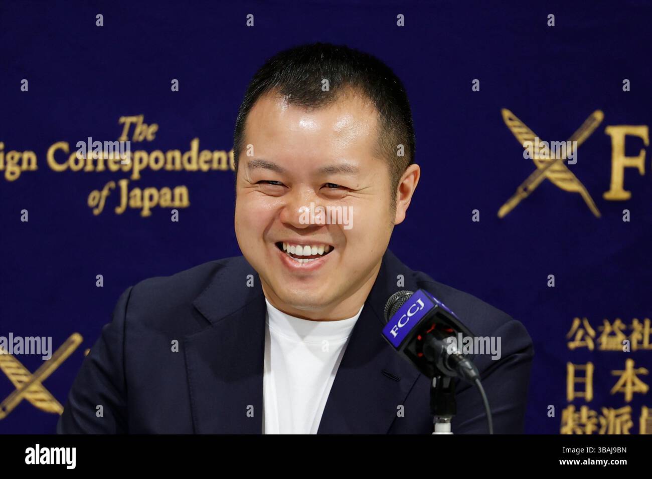 Tokyo, Japan. 13th May, 2025. David Ha CEO of Sakana AI Company speaks ...