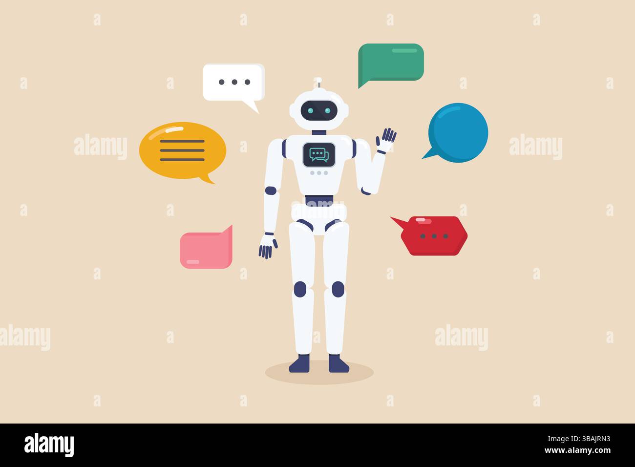 Answer questions with ai robot artificial intelligence. Cyborg Technology. Vector Illustration. Stock Vector