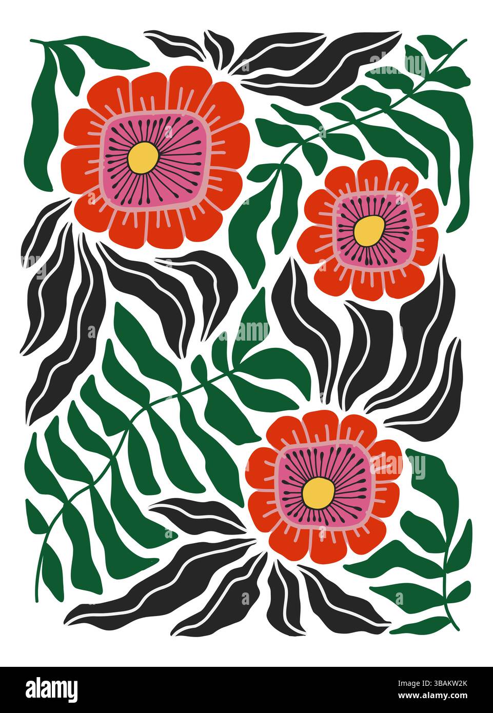 Abstract Floral Composition in Matisse Style Stock Vector