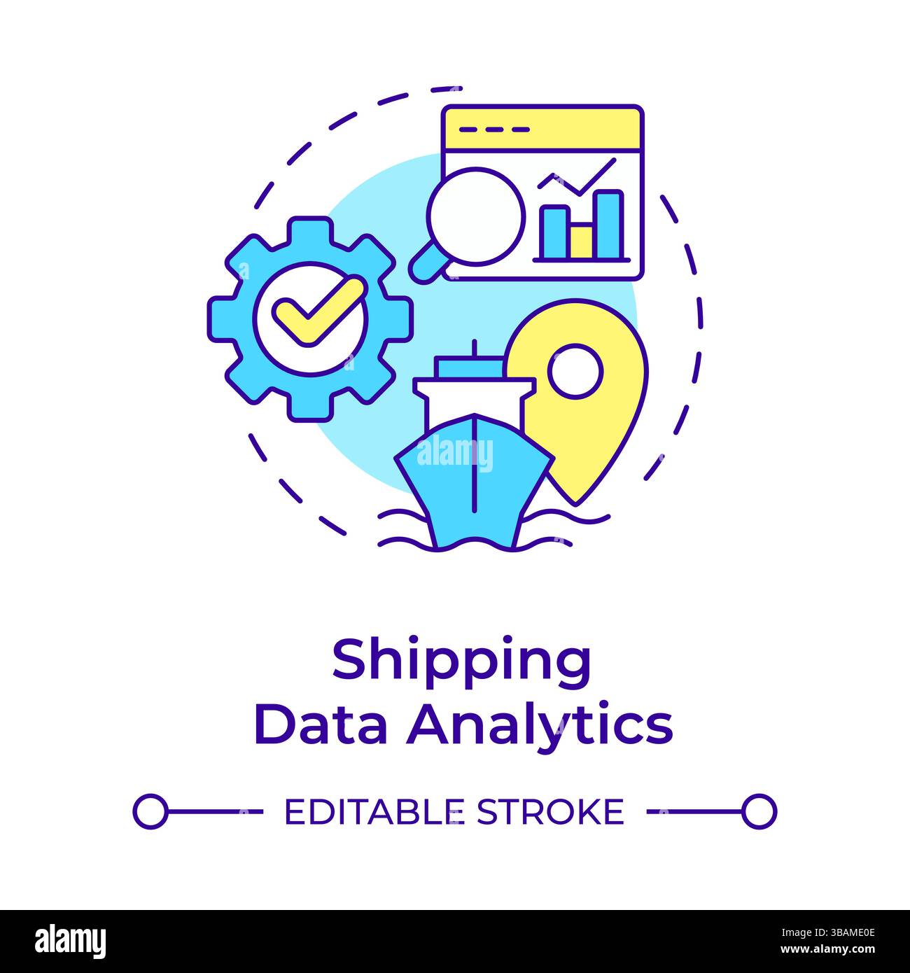 Shipping data analytics multi color concept icon Stock Vector