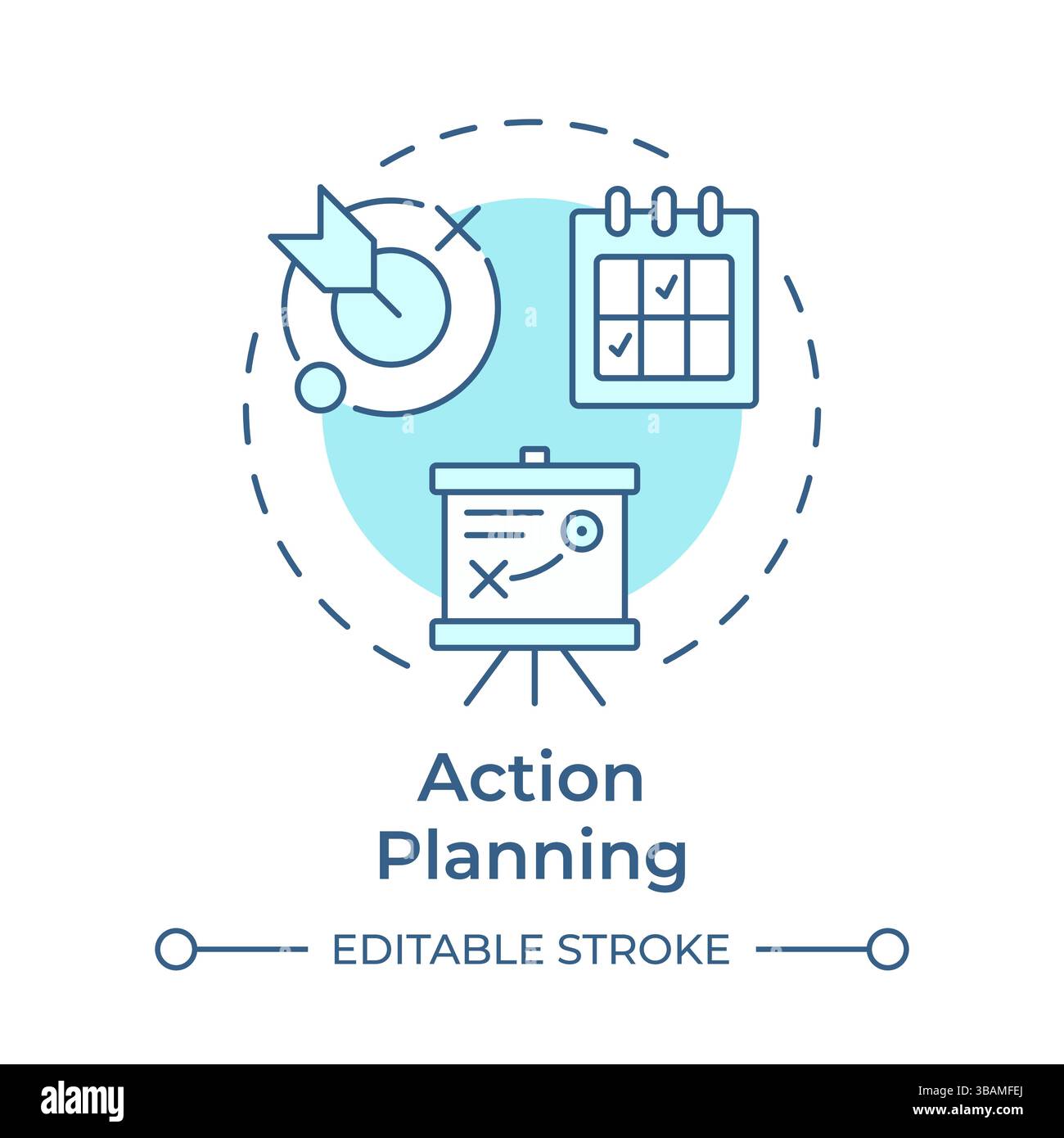 Action planning soft blue concept icon Stock Vector
