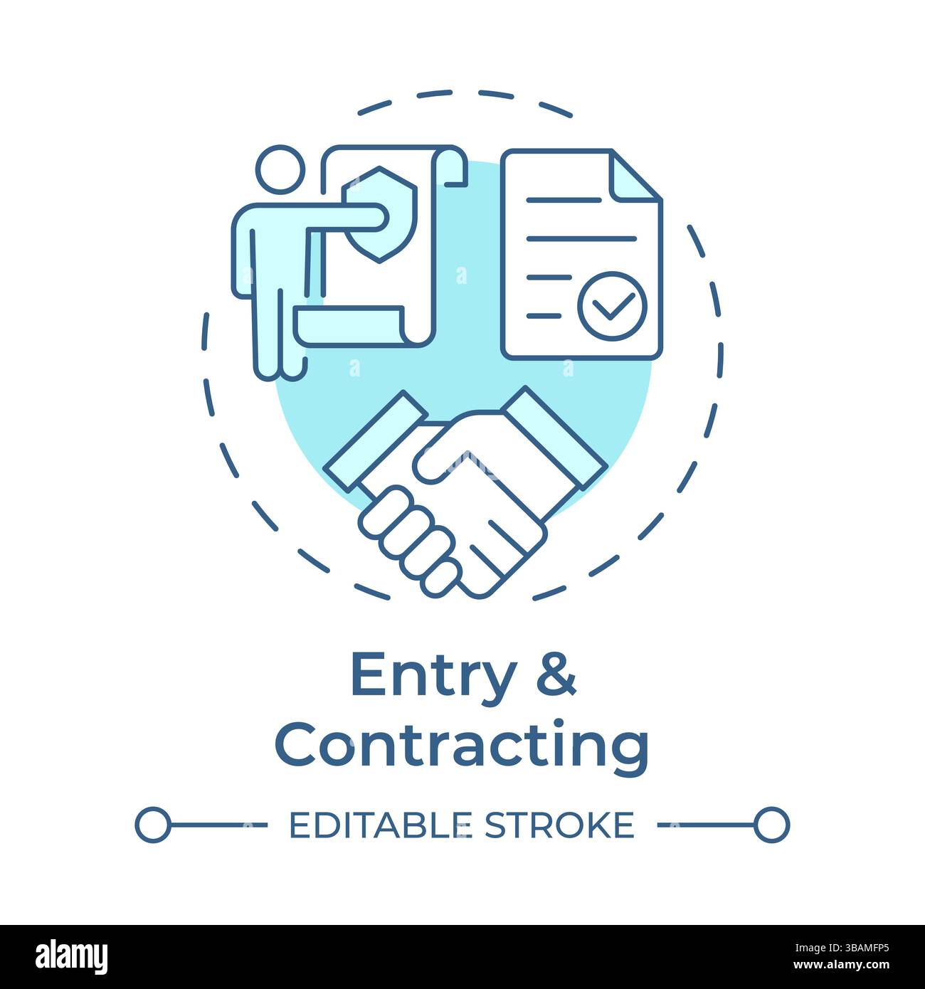 Entry and contracting soft blue concept icon Stock Vector