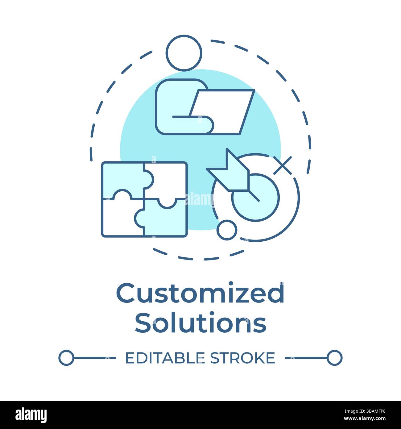 Customized solutions soft blue concept icon Stock Vector