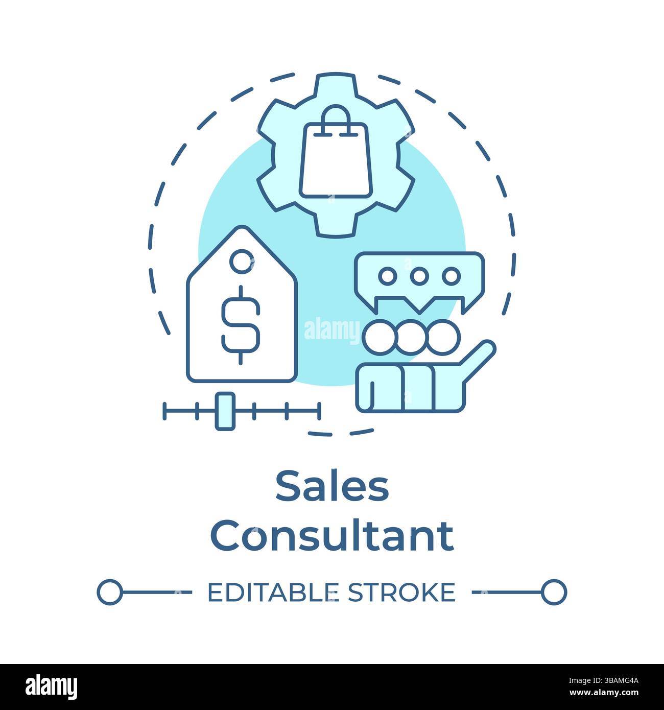 Sales consultant soft blue concept icon Stock Vector