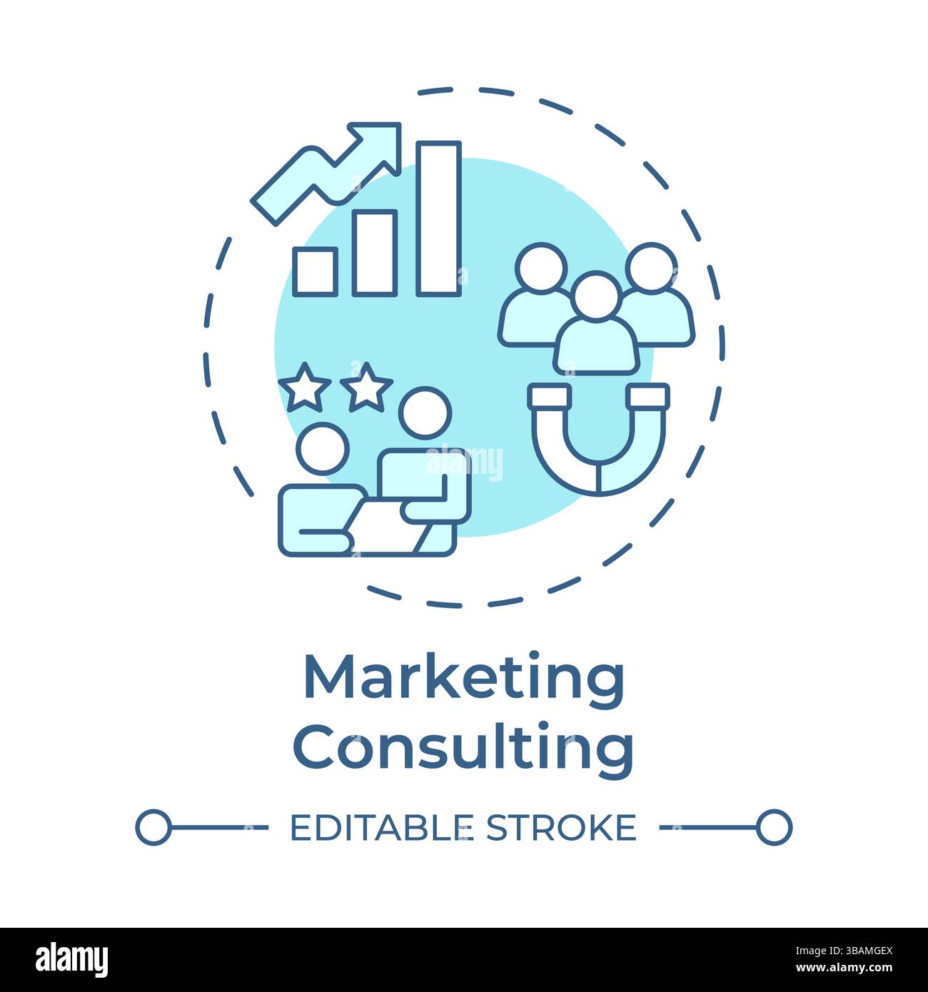 Marketing consulting soft blue concept icon Stock Vector