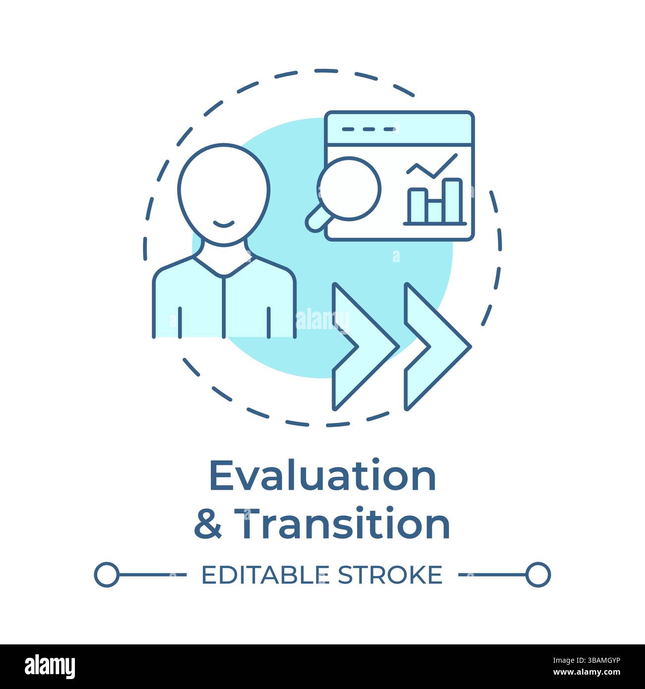 Evaluation and transition soft blue concept icon Stock Vector