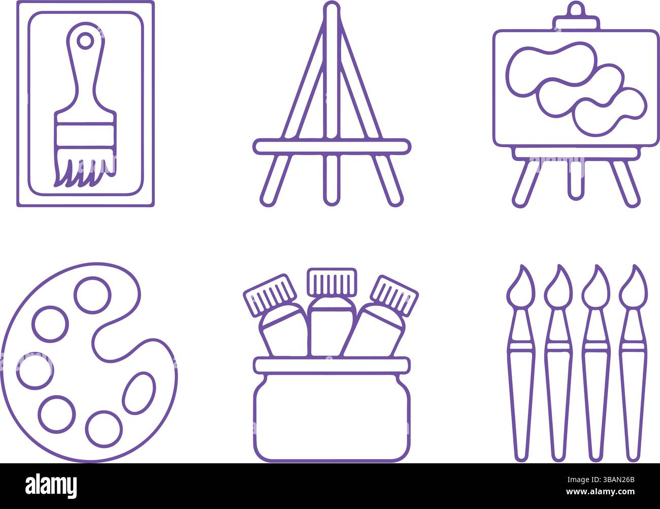 Purple Art Painting Talent Linear Vector Icons Stock Vector Image & Art ...