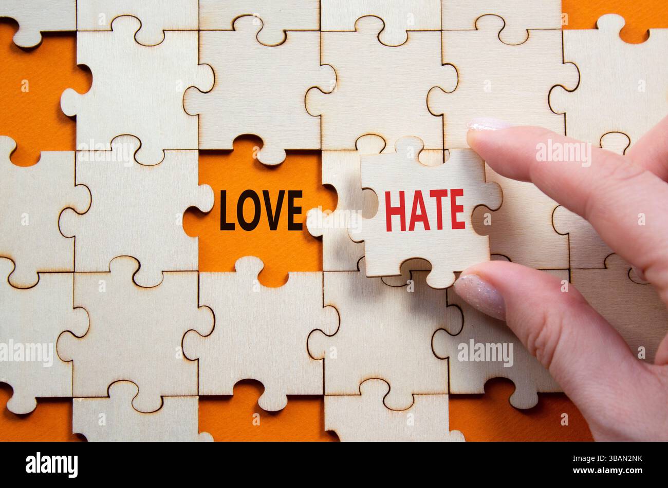 Love vs Hate symbol. Concept word Love vs Hate on wooden puzzle ...