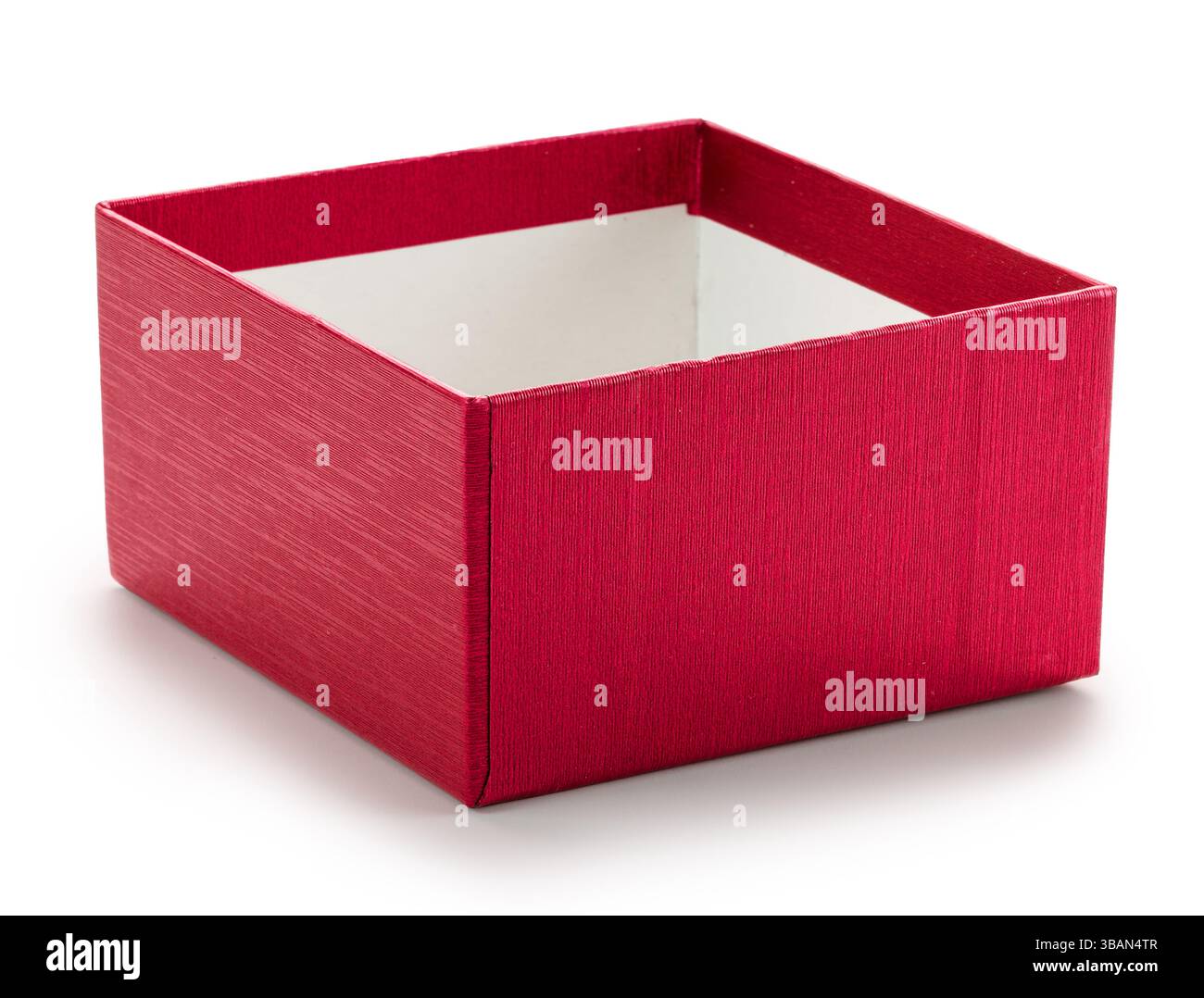 Opened empty red gift box isolated on white background. File contains clipping path. Stock Photo