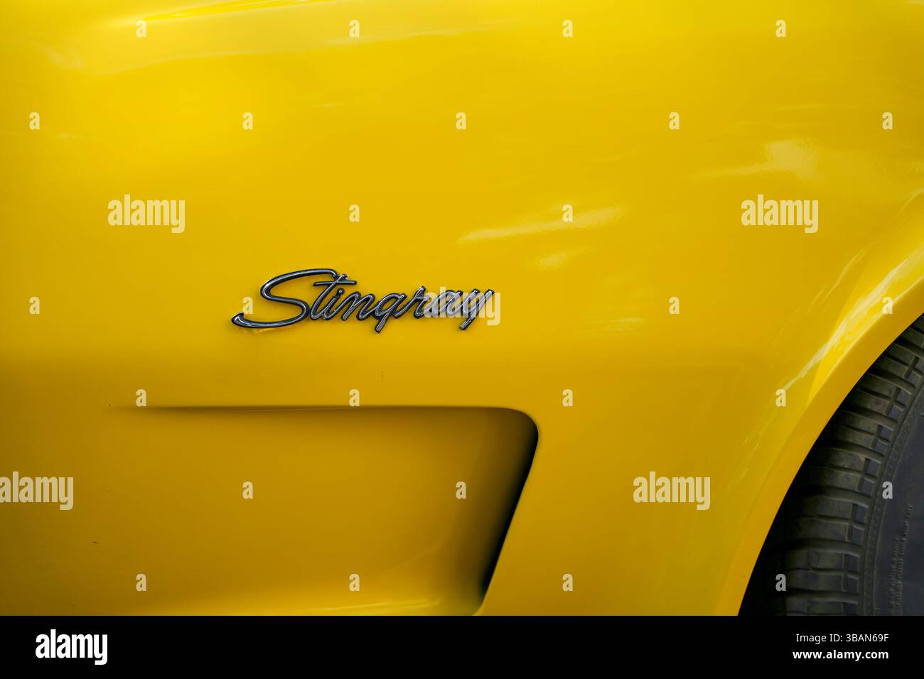 Germany Berlin May 11, 2025. Stingray lettering on yellow paint. The ...