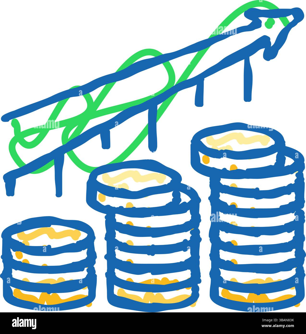 growth trend gold coin icon doodle illustration Stock Vector Image ...