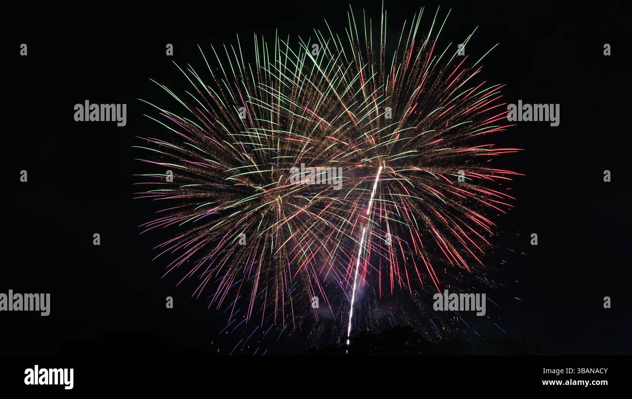 Explosive Beauty: Fireworks Lighting Up the Night Stock Photo