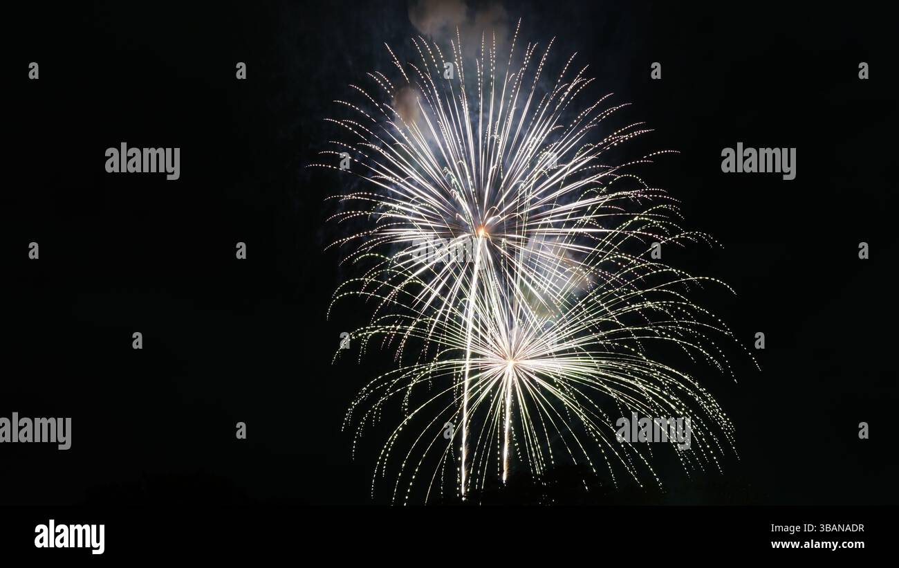 Explosive Beauty: Fireworks Lighting Up the Night Stock Photo