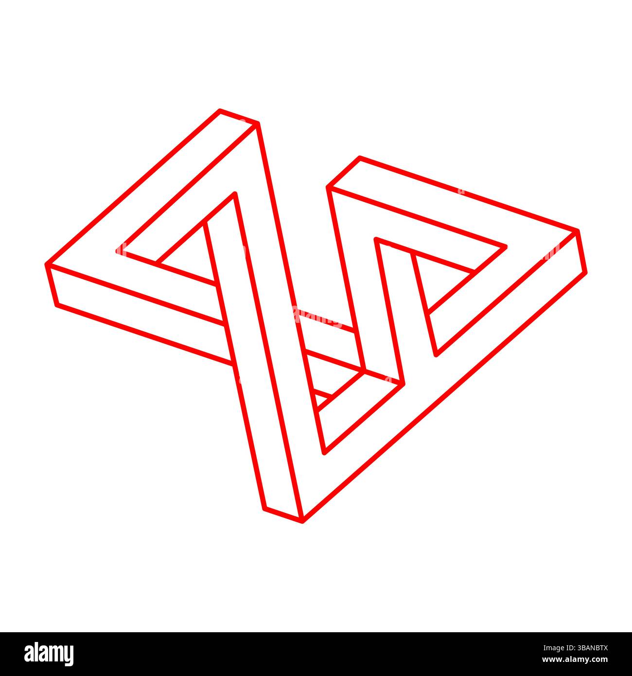 Impossible shapes. Optical illusion. Linear infinite objects. Abstract ...