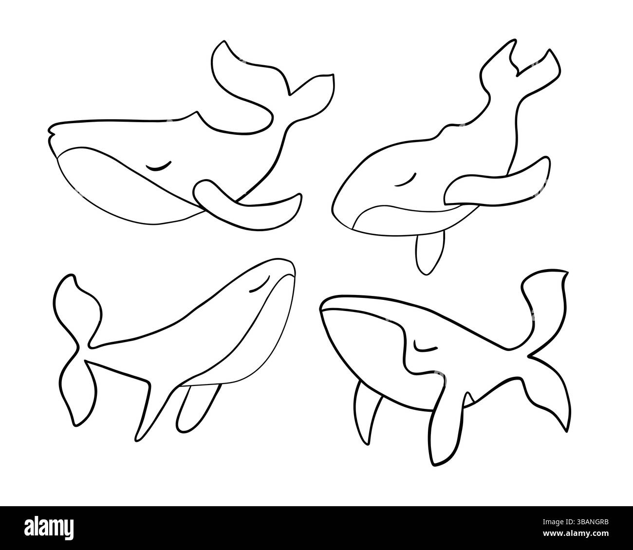 Whales vector silhouette set Black and White Stock Photos & Images - Alamy