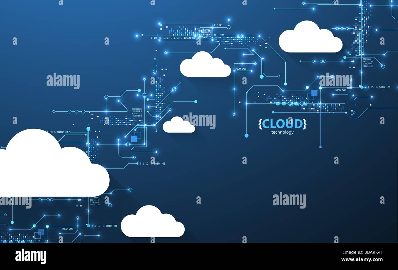 Cloud storage technology. Integrated digital web concept background ...