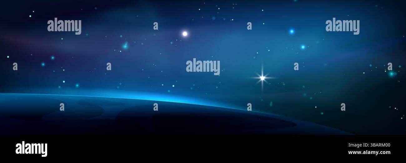 Deep space starry background - dark blue night sky with glowing stars ...