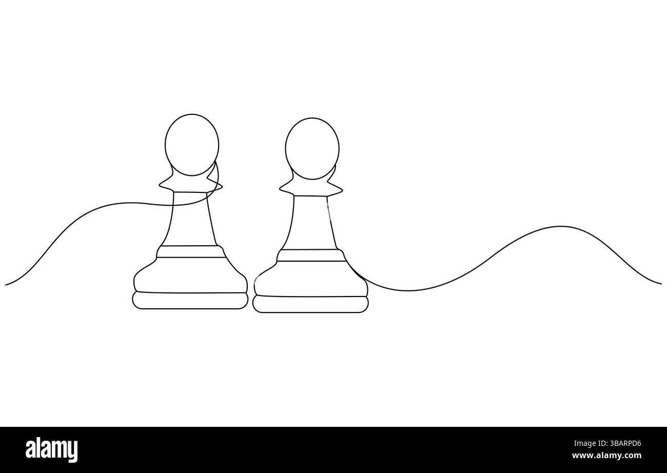 Continuous Line Drawing of Chess Icon. Hand Drawn Symbol Vector ...