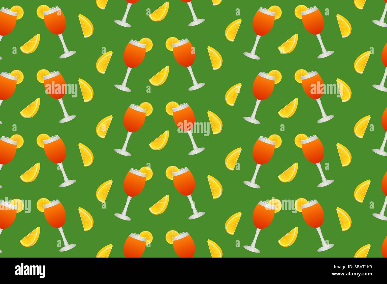Seamless repeating pattern of aperol cocktails. Vector illustration. Stock Vector