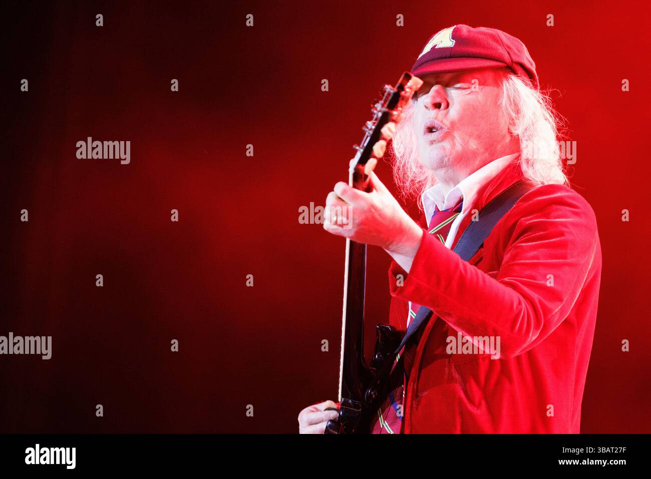 Landover, USA. 12th May, 2025. Angus Young of AC/DC performs at ...