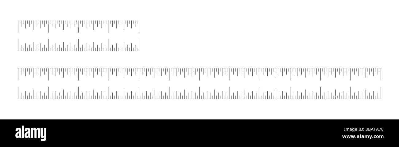 Measuring charts with 4, 12 inches. Set of ruler scales. Sewing tool ...
