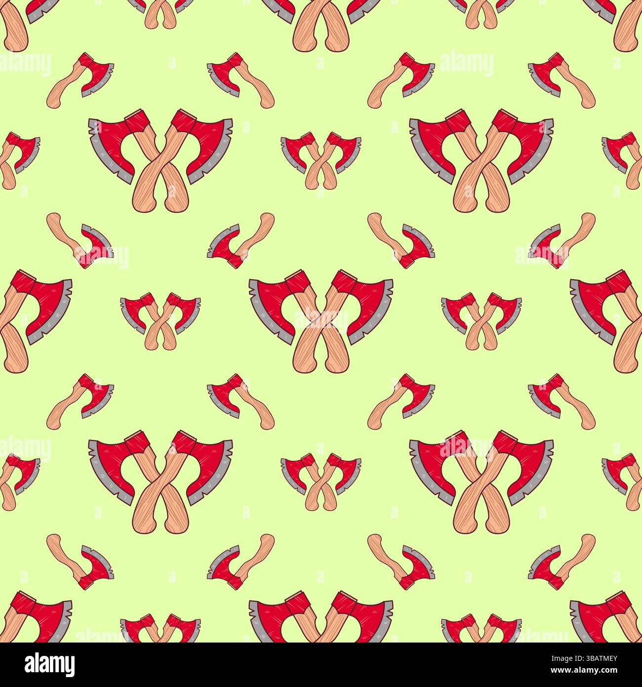 Vector seamless pattern two axes on a bright background Stock Vector